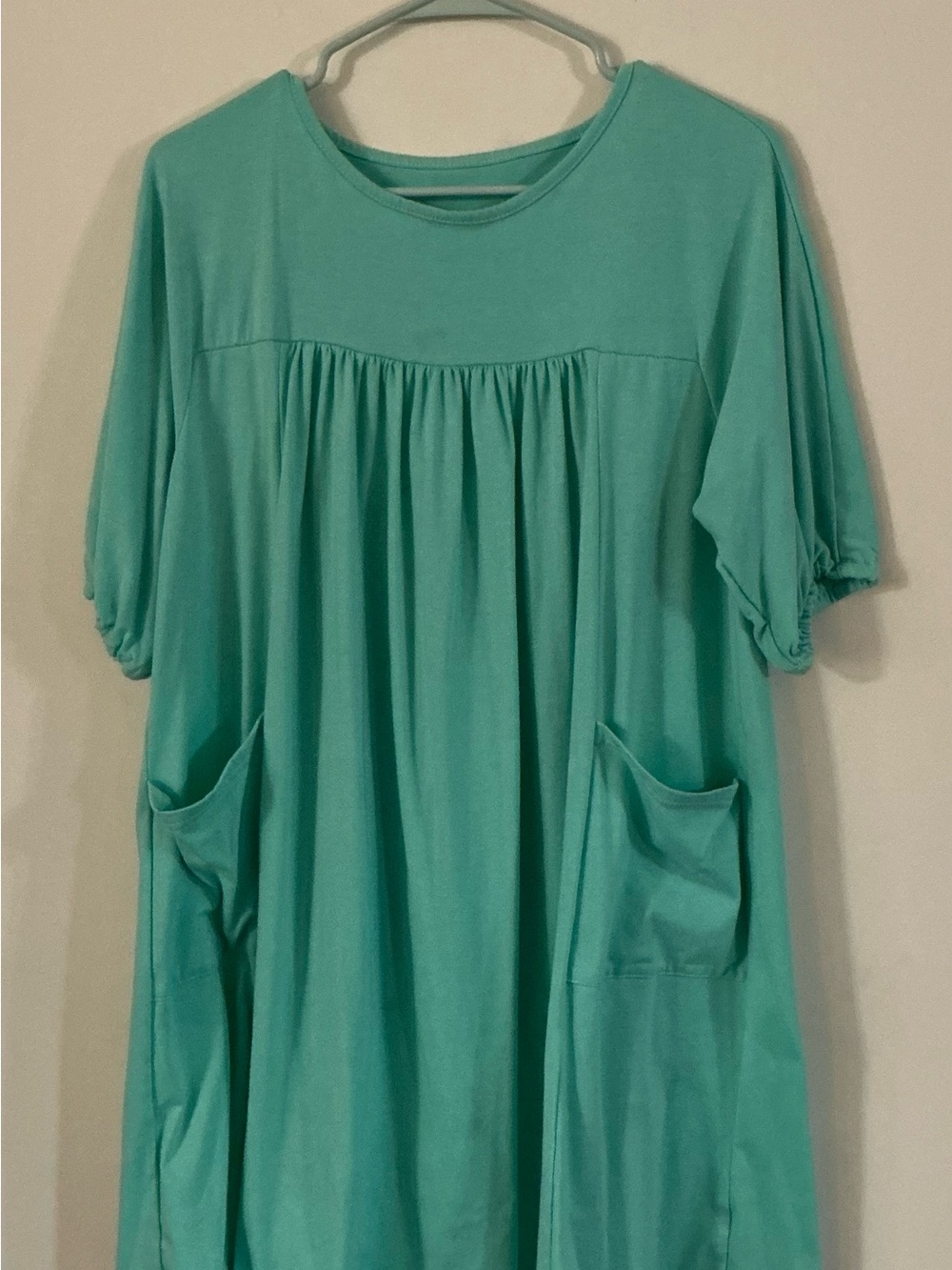 Women's Aqua Babydoll Tunic Top Or Mini Dress - Size XL - With Pockets